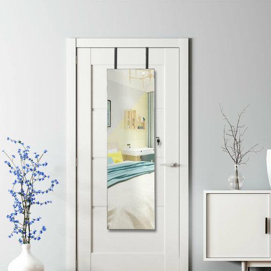 Wall and Door Mounted Mirrored Jewelry Cabinet with Lights-Black at Set Shop and Smile