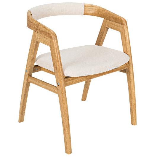 Leisure Bamboo Dining Chair with Curved Back and Anti-slip Foot Pads-Natural at Set Shop and Smile