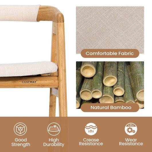 Leisure Bamboo Dining Chair with Curved Back and Anti-slip Foot Pads-Natural at Set Shop and Smile