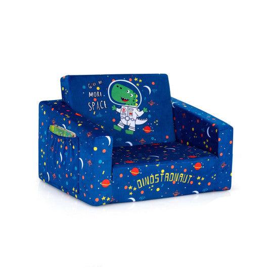 2-in-1 Convertible Kids Sofa with Velvet Fabric-Blue at Set Shop and Smile