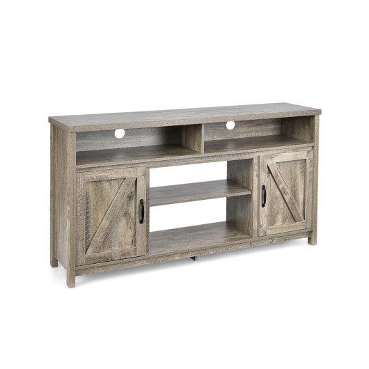 59 Inch TV Stand Media Center Console Cabinet with Barn Door for TV's 65 Inch-Natural at Set Shop and Smile