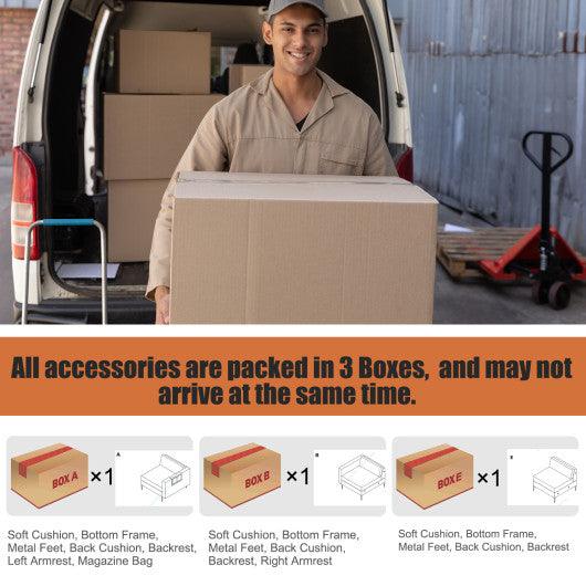 Convertible Sofa Couch with Magazine Pockets for Living room-Orange-3-Seat with USB port at Set Shop and Smile