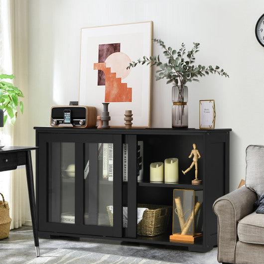 Kitchen Storage Cabinet with Glass Sliding Door-Black at Set Shop and Smile