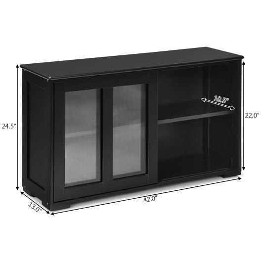 Kitchen Storage Cabinet with Glass Sliding Door-Black at Set Shop and Smile