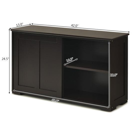 Kitchen Storage Cabinet with Wood Sliding Door-Brown at Set Shop and Smile