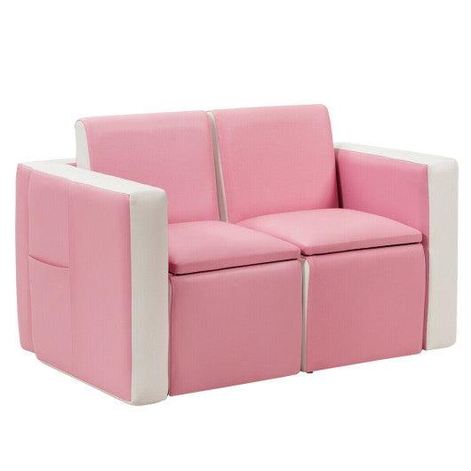 Multi-functional Kids Sofa Table Chair Set-Pink at Set Shop and Smile