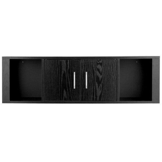 Wall Mounted Floating 2 Door Desk Hutch Storage Shelves at Set Shop and Smile