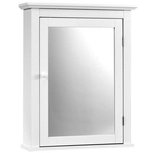 Bathroom Mirror Cabinet Wall Mounted Adjustable Shelf Medicine Storage-White at Set Shop and Smile