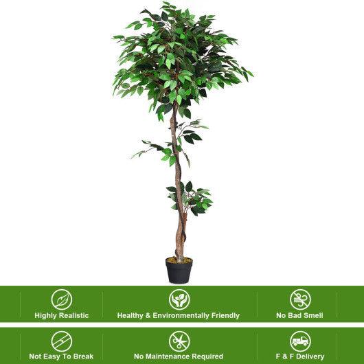 5.5 Feet Artificial Ficus Silk Tree with Wood Trunks at Set Shop and Smile