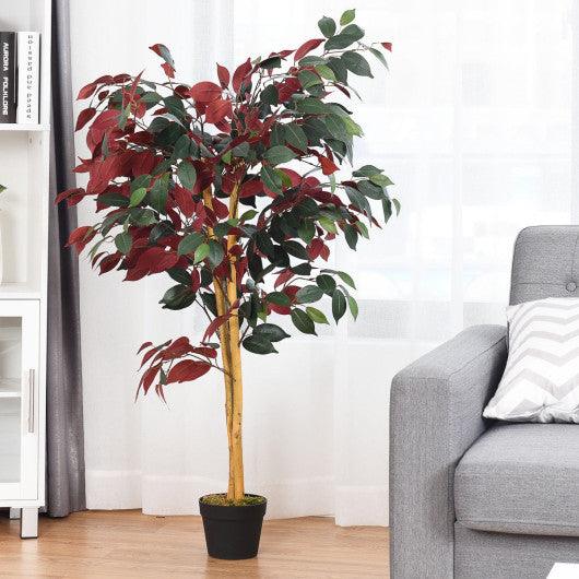 4 Feet Tall Artificial Ficus Tree with Nursery Pot at Set Shop and Smile