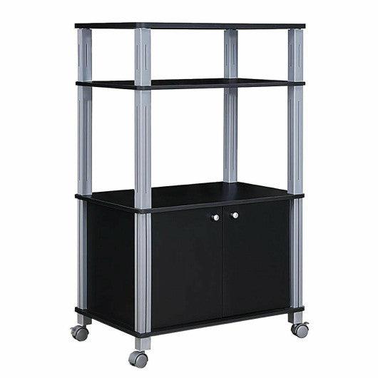 Microwave Rack Stand Rolling Storage Cart-Black at Set Shop and Smile