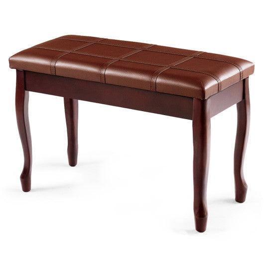 Solid Wood PU Leather Piano Bench with Storage-Brown at Set Shop and Smile