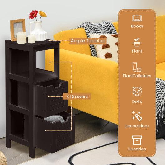 Bathroom Wooden Floor Cabinet Multifunction Storage Rack Stand Organizer-Brown at Set Shop and Smile