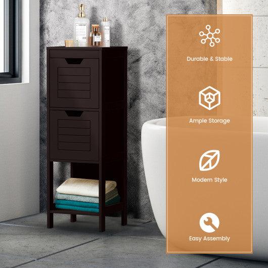 Bathroom Wooden Floor Cabinet Multifunction Storage Rack Stand Organizer-Brown at Set Shop and Smile