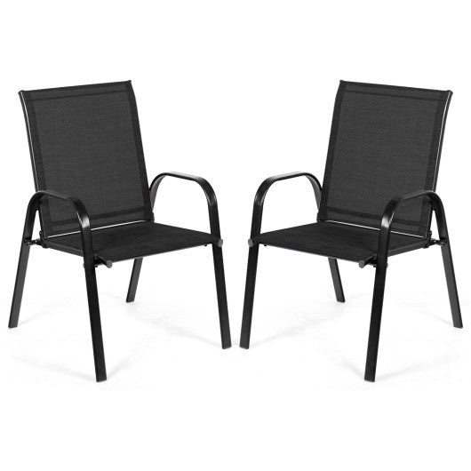 2 Pcs Patio Outdoor Dining Chair with Armrest-Black - Set Shop and Smile