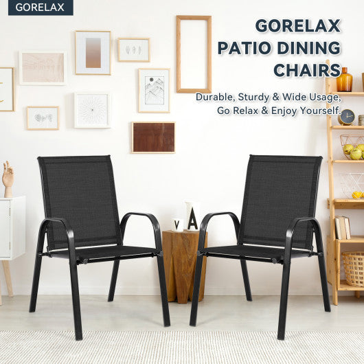 2 Pcs Patio Outdoor Dining Chair with Armrest-Black - Set Shop and Smile
