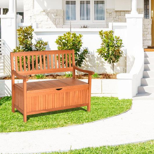33 Gallon Wooden Storage Bench with Liner for Patio Garden Porch at Set Shop and Smile