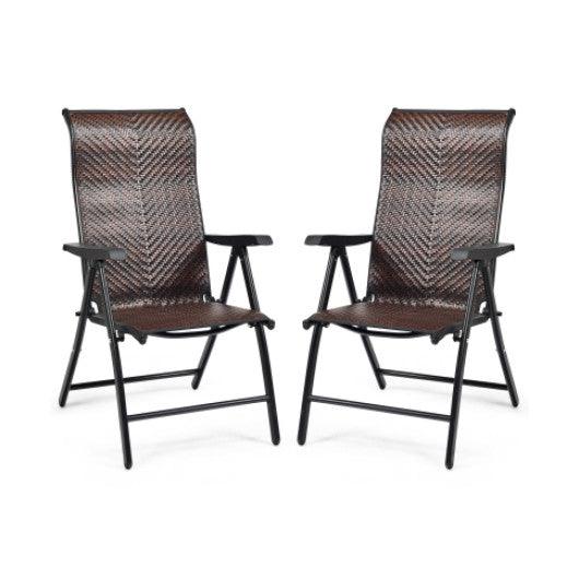 2 Pieces Patio Rattan Folding Reclining Chair at Set Shop and Smile