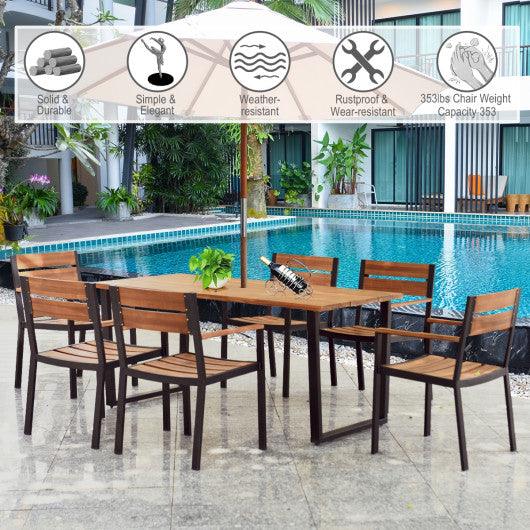 7 Pieces Patented Outdoor Patio Dining Table Set with Hole at Set Shop and Smile