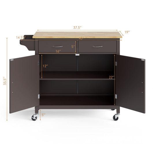 Modern Rolling Kitchen Cart Island with Wooden Top-Brown at Set Shop and Smile
