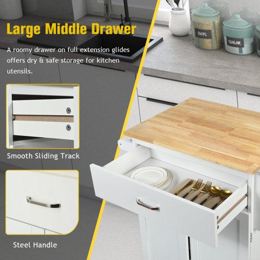 Utility Rolling Storage Cabinet Kitchen Island Cart with Spice Rack-White at Set Shop and Smile