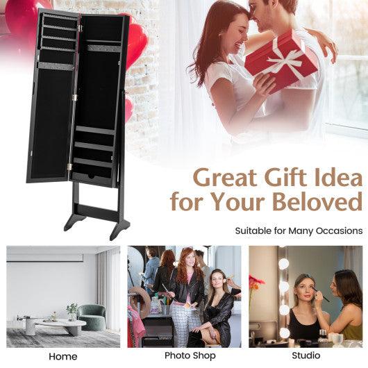 Mirrored Standing Jewelry Cabinet Storage Box-Black at Set Shop and Smile