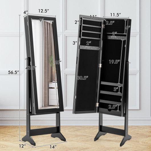 Mirrored Standing Jewelry Cabinet Storage Box-Black at Set Shop and Smile