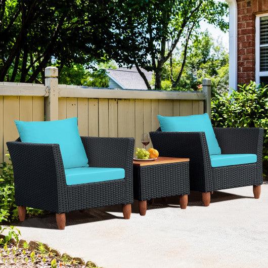 3 Pieces Outdoor Patio Rattan Furniture Set-Turquoise at Set Shop and Smile