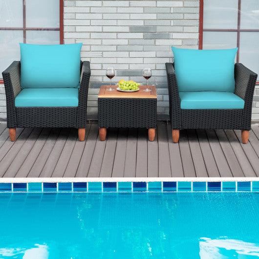 3 Pieces Outdoor Patio Rattan Furniture Set-Turquoise at Set Shop and Smile
