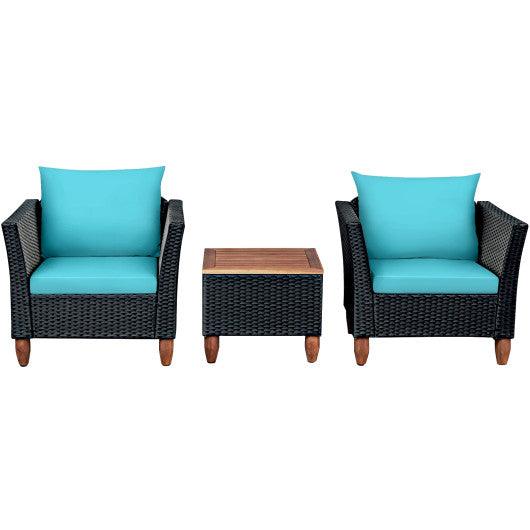 3 Pieces Outdoor Patio Rattan Furniture Set-Turquoise at Set Shop and Smile