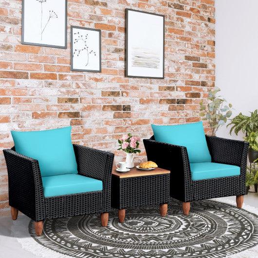 3 Pieces Outdoor Patio Rattan Furniture Set-Turquoise at Set Shop and Smile