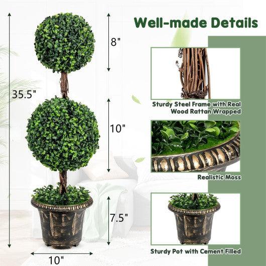 36 Inch Artificial Double Ball Tree Indoor and Outdoor UV Protection at Set Shop and Smile