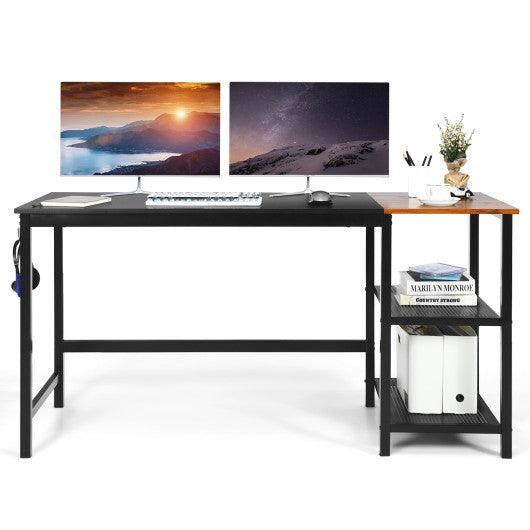 59 Inch Home Office Computer Desk with Removable Storage Shelves-Black at Set Shop and Smile