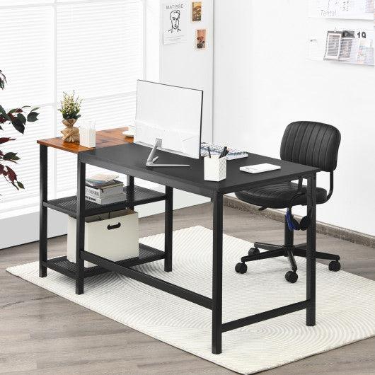 59 Inch Home Office Computer Desk with Removable Storage Shelves-Black at Set Shop and Smile