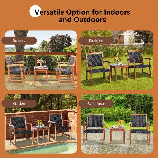 3 Pieces Rattan Bistro Set with Acacia Wood Frame for Garden at Set Shop and Smile