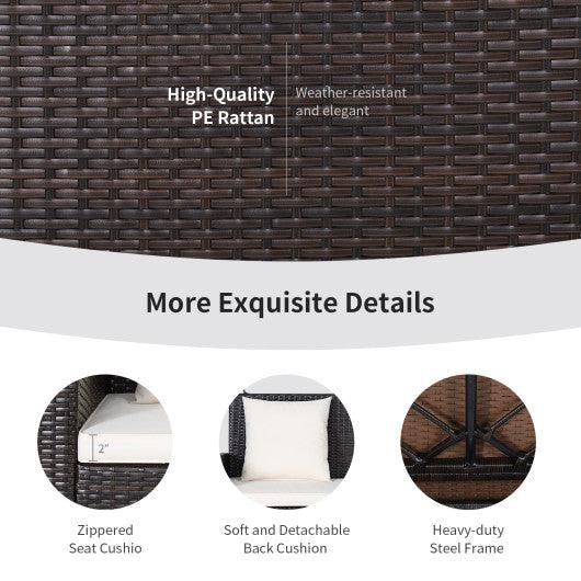 2-Person Patio Rattan Porch Swing with Cushions-White at Set Shop and Smile