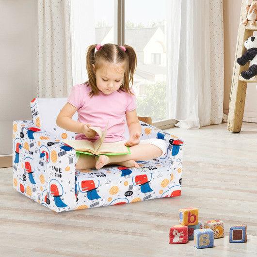 2-in-1 Convertible Kids Sofa with Velvet Fabric-White at Set Shop and Smile