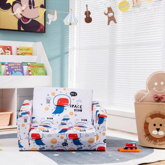 2-in-1 Convertible Kids Sofa with Velvet Fabric-White at Set Shop and Smile