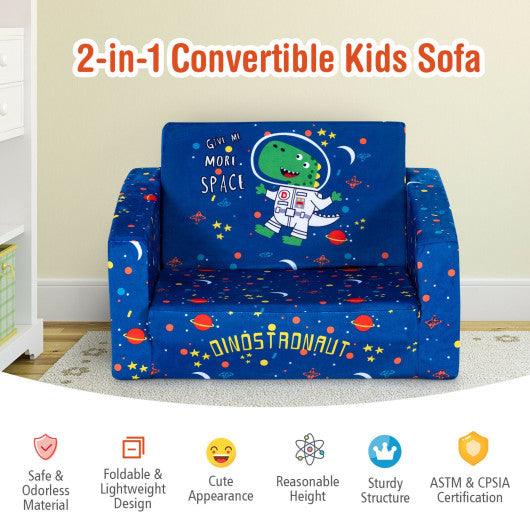 2-in-1 Convertible Kids Sofa with Velvet Fabric-Blue at Set Shop and Smile