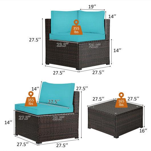 6 Pieces Patio Furniture Sofa Set with Cushions for Outdoor-Turquoise at Set Shop and Smile