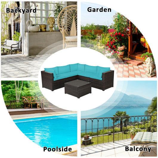 6 Pieces Patio Furniture Sofa Set with Cushions for Outdoor-Turquoise at Set Shop and Smile