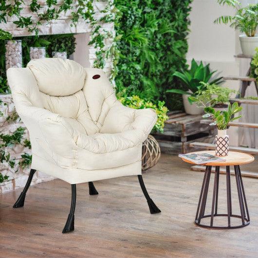 Modern Polyester Fabric Lazy Chair with Steel Frame and Side Pocket-Beige at Set Shop and Smile