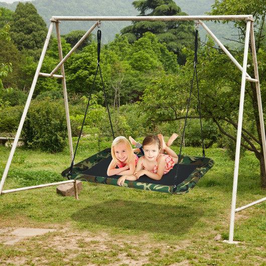 60 Inches Platform Tree Swing Outdoor with 2 Hanging Straps-Camouflage at Set Shop and Smile