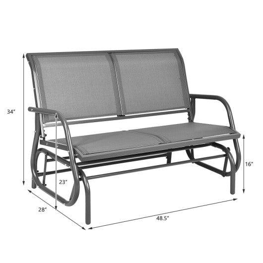 Swing Glider Chair 48 Inch Loveseat Rocker Lounge Backyard-Gray at Set Shop and Smile