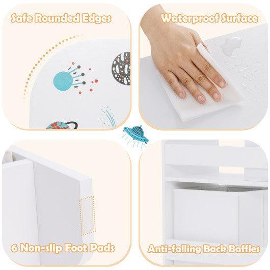 Kids Toy and Book Organizer Children Wooden Storage Cabinet with Storage Bins at Set Shop and Smile