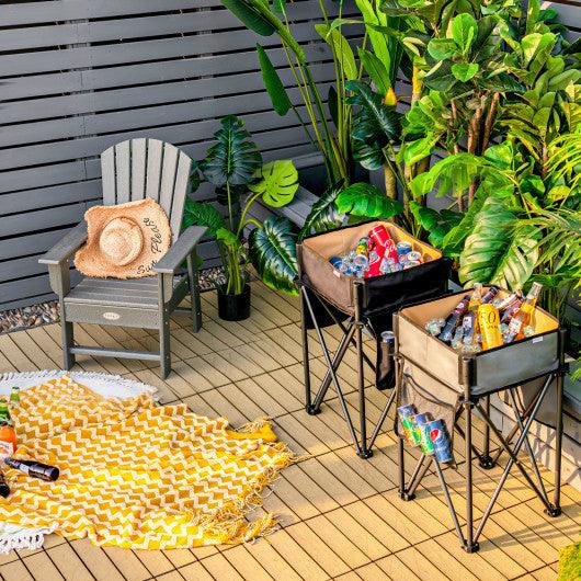 2 Pieces Folding Camping Tables with Large Capacity Storage Sink for Picnic at Set Shop and Smile