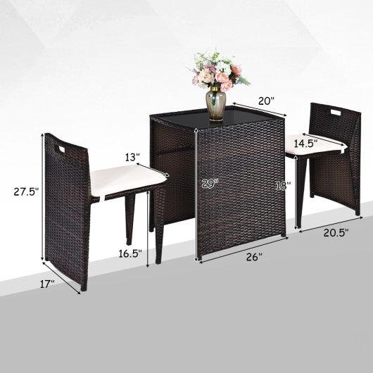 3 Pieces Cushioned Outdoor Wicker Patio Set with No Assembly Needed at Set Shop and Smile