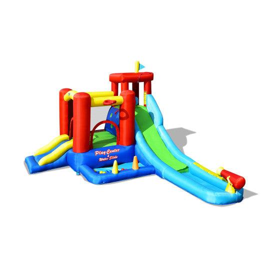 9-in-1 Inflatable Kids Water Slide Bounce House without Blower at Set Shop and Smile
