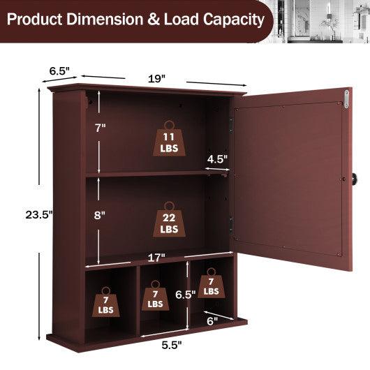 Wall Mounted and Mirrored Bathroom Cabinet-Brown at Set Shop and Smile