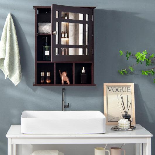 Wall Mounted and Mirrored Bathroom Cabinet-Brown at Set Shop and Smile